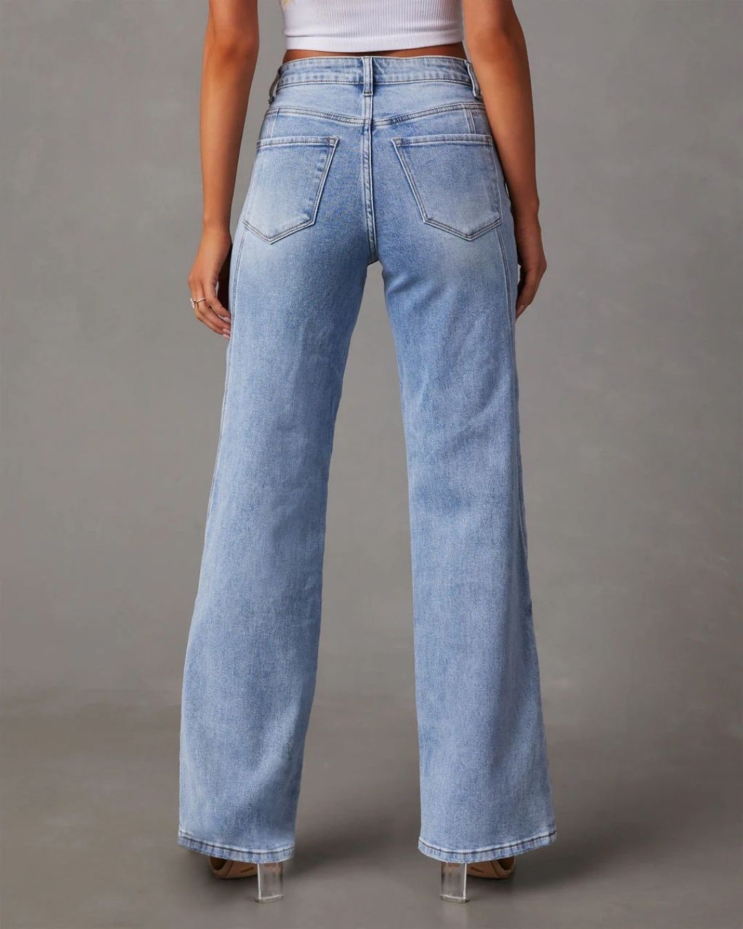 Curvvvy™ Panelled Front Seam Mid-Rise Straight Jeans