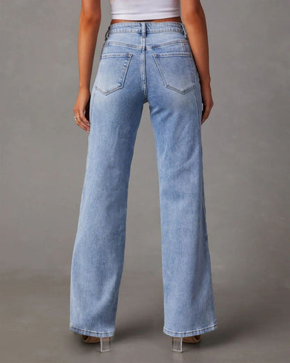 Curvvvy™ Panelled Front Seam Mid-Rise Straight Jeans