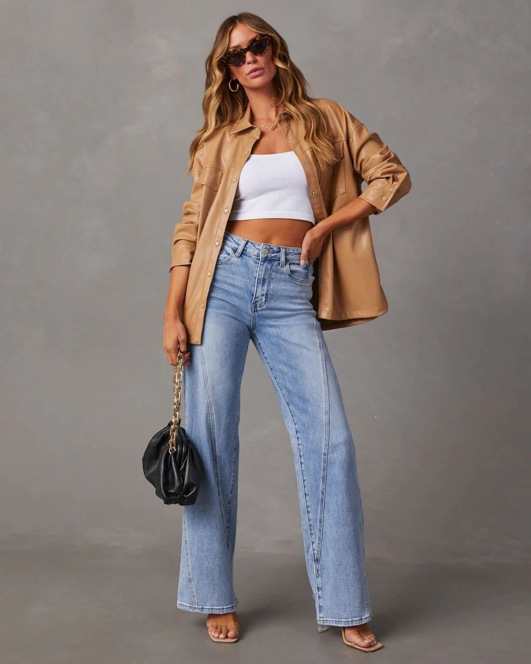 Curvvvy™ Panelled Front Seam Mid-Rise Straight Jeans