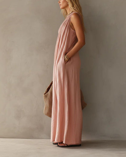 Curvvvy™ Elegant One-Shoulder Ruched Maxi Dress