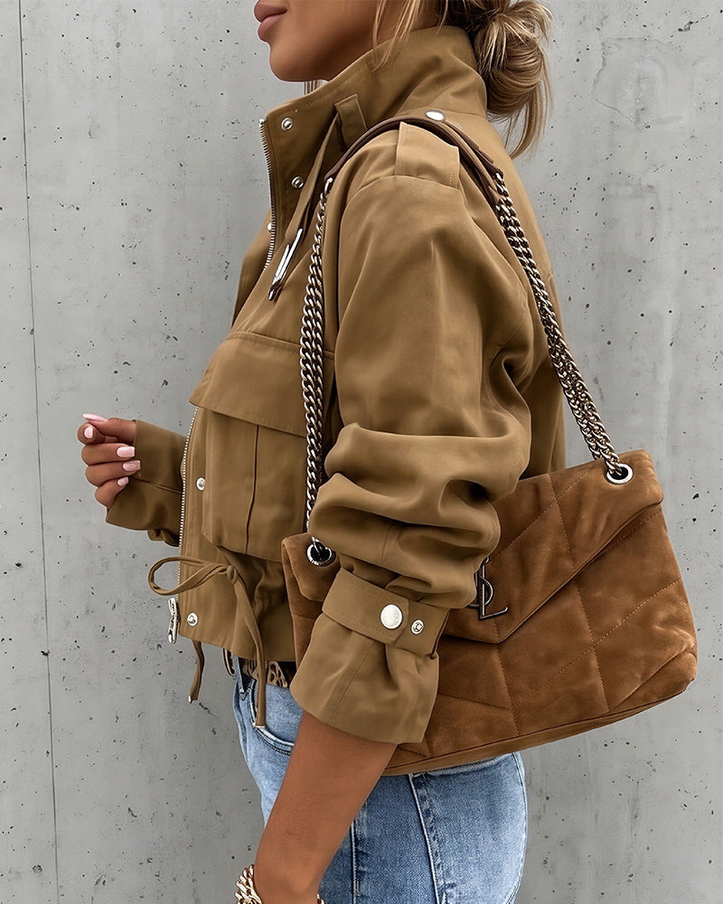 Curvvvy™ Urban Edge Cropped Utility Jacket