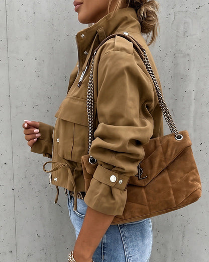 Curvvvy™ Urban Edge Cropped Utility Jacket