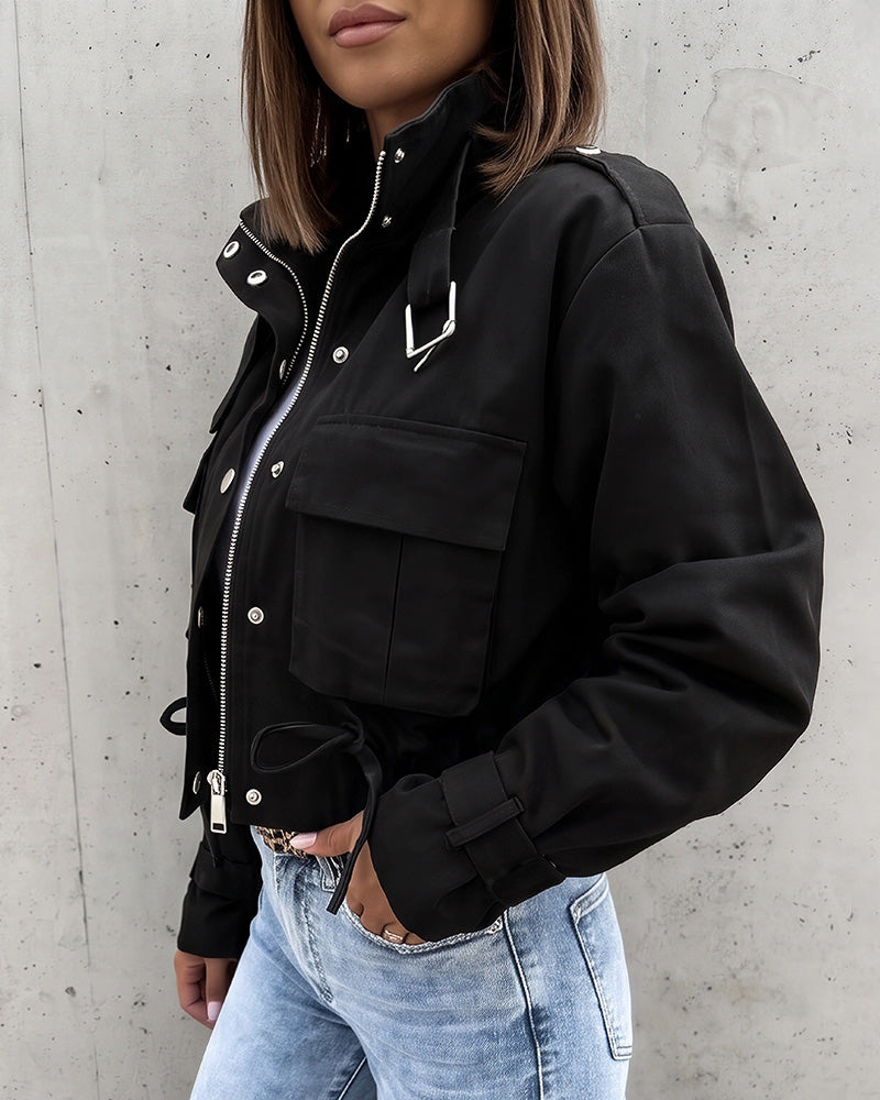 Curvvvy™ Urban Edge Cropped Utility Jacket