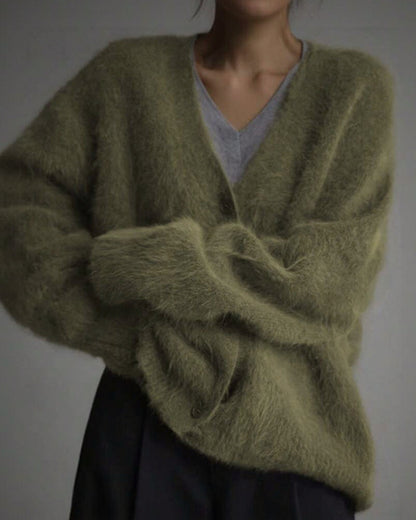 Curvvvy™ Cloud-Soft Fluffy Oversized V-Neck Cardigan