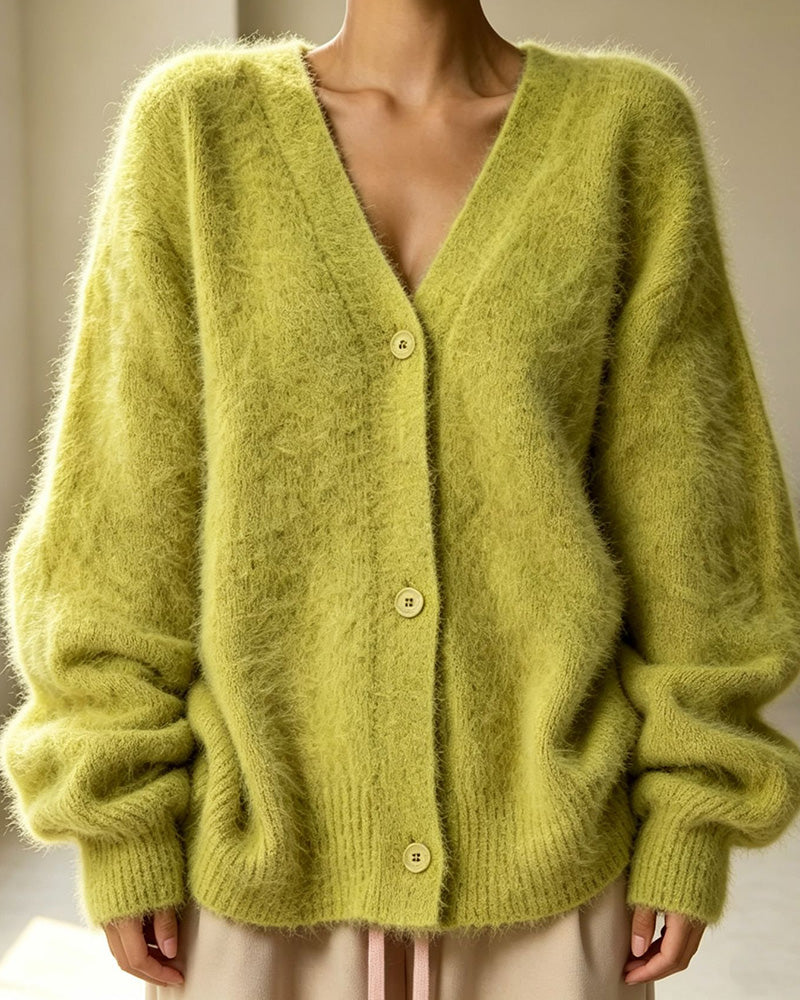 Curvvvy™ Cloud-Soft Fluffy Oversized V-Neck Cardigan