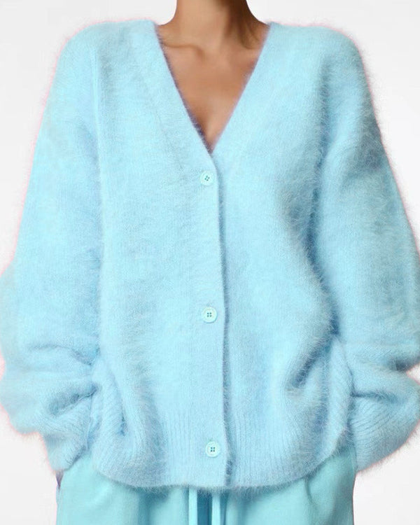Curvvvy™ Cloud-Soft Fluffy Oversized V-Neck Cardigan