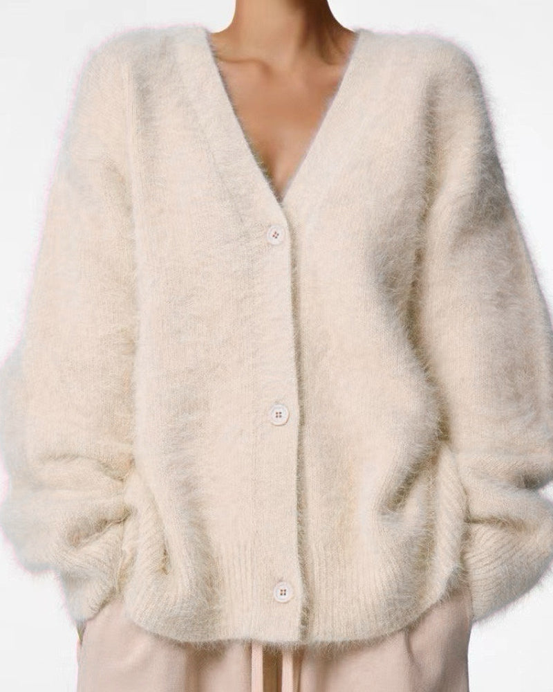 Curvvvy™ Cloud-Soft Fluffy Oversized V-Neck Cardigan