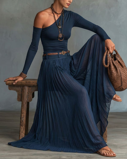 Curvvvy™ One-Shoulder Tulle Skirt Set