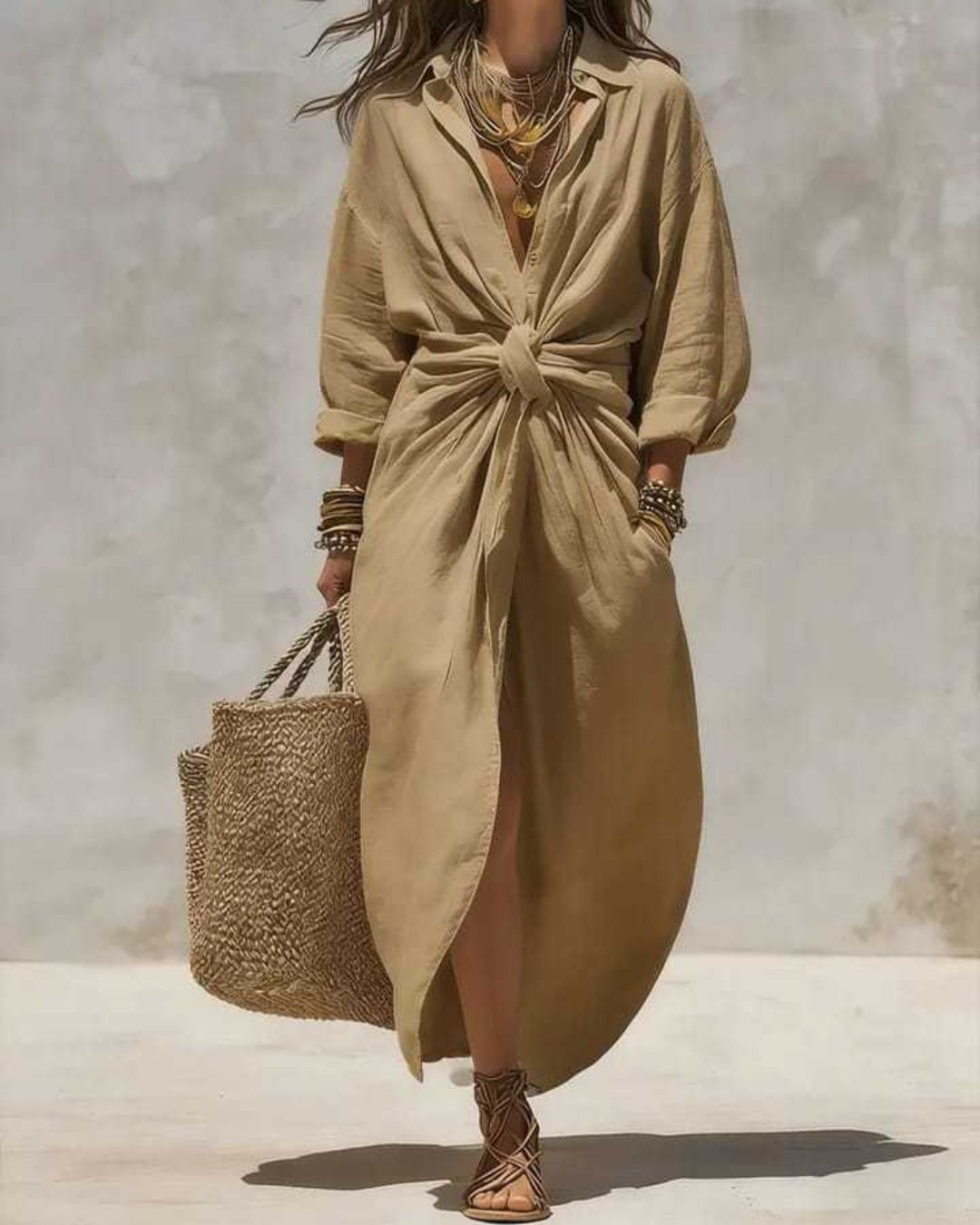 Curvvvy™ Collar Single-Breasted Pocket Cardigan Casual Dress