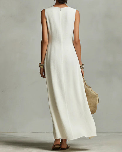 Asymmetric Hem Sleeveless Maxi Dress