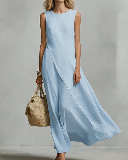 Asymmetric Hem Sleeveless Maxi Dress