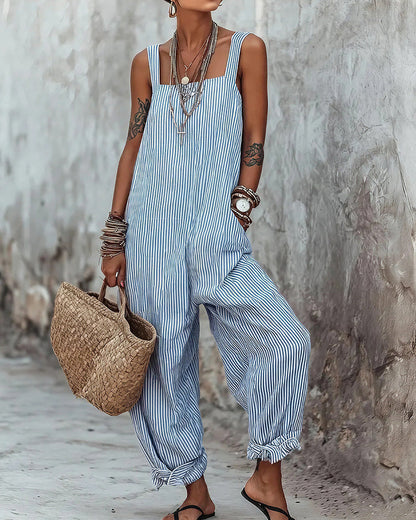 Curvvvy™ Striped Sleeveless Loose Jumpsuit Summer Casual Romper