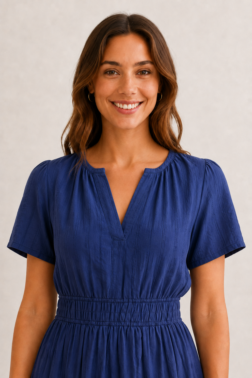 Tiered Notched Short Sleeve Dress