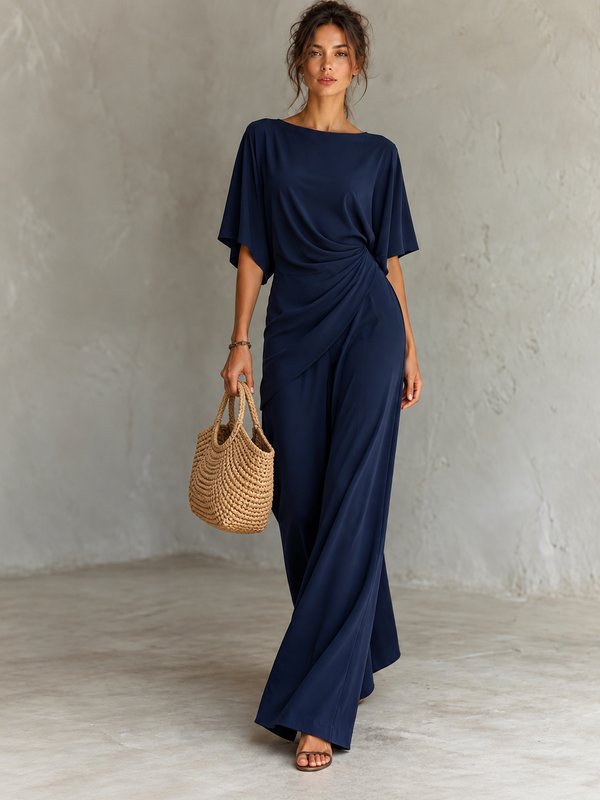 Ruched Top Wide Leg Trousers Matching Set