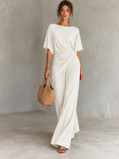 Ruched Top Wide Leg Trousers Matching Set
