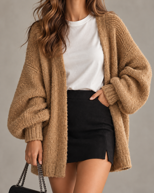 Women's Loose-Fit Open-Front Knit Cardigan