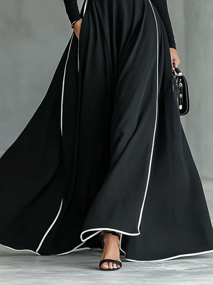 Black Long-Sleeve Turtleneck Maxi Dress