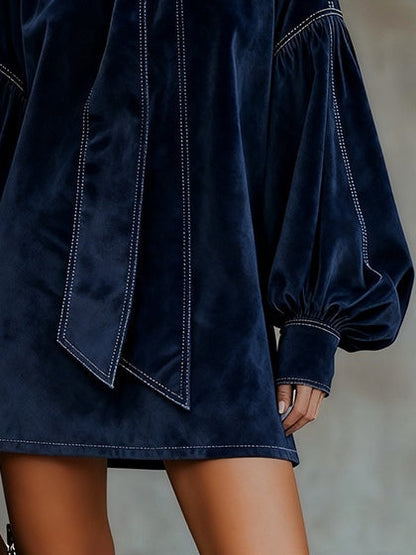 Midnight Blue Bow-Detail Dress