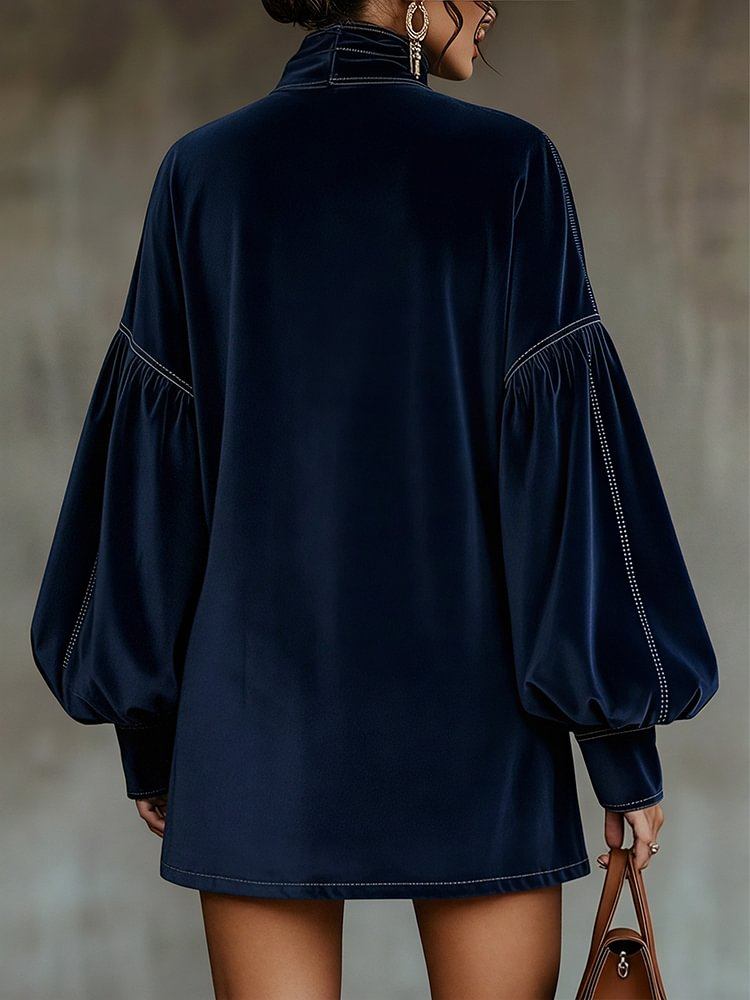 Midnight Blue Bow-Detail Dress