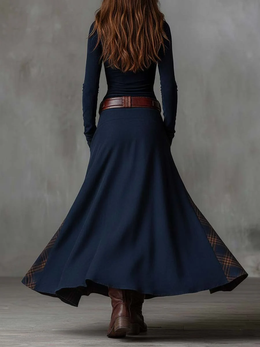 Long belted suede dress