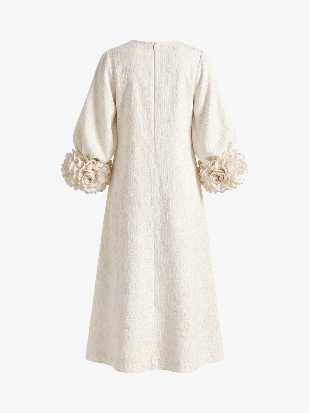 Women's Elegant Floral Cuff Midi Dress