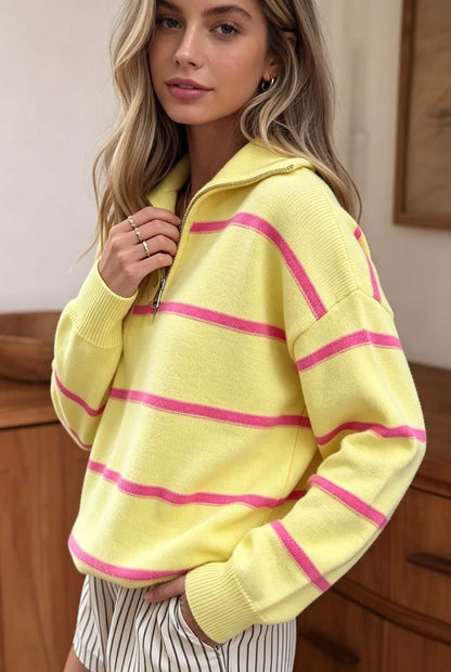 Soft Stripe Half-Zip Sweater