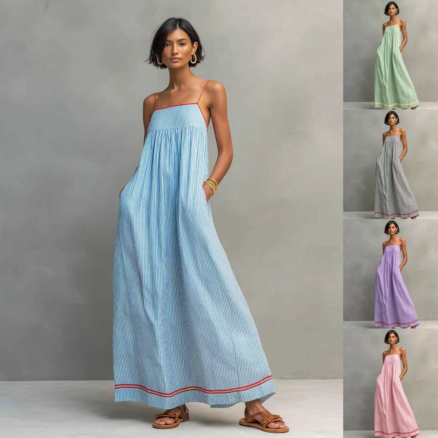 Coastal Resort Wear Loose Long Dress