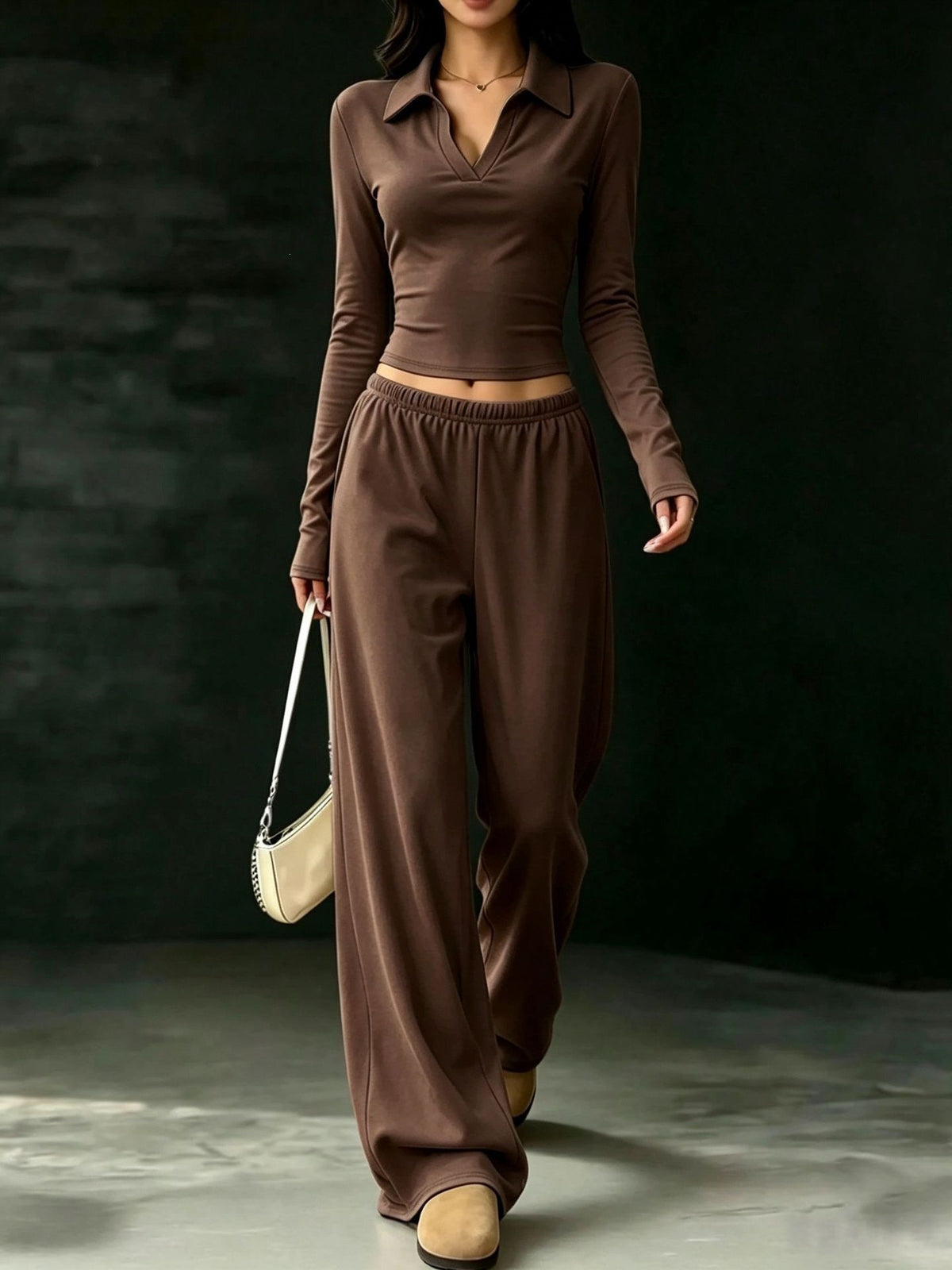 Slim-Fit Long-Sleeve Set With Pockets