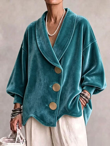 Luxe Velvet Oversized Button Jacket