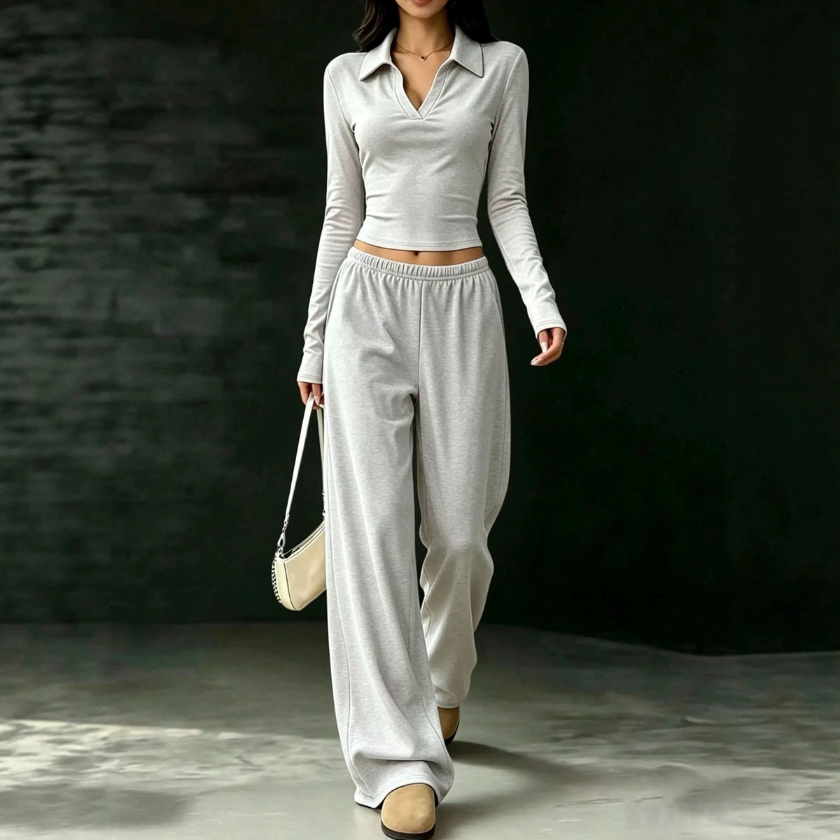 Slim-Fit Long-Sleeve Set With Pockets