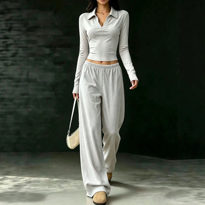 Slim-Fit Long-Sleeve Set With Pockets