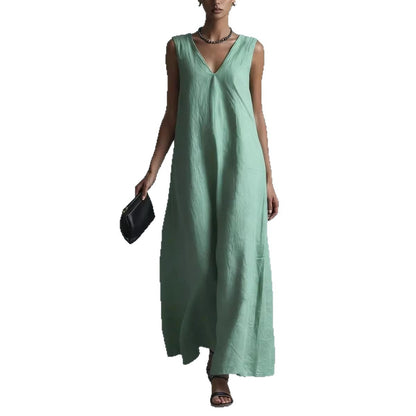 Oversized Sleeveless Linen Maxi Dress