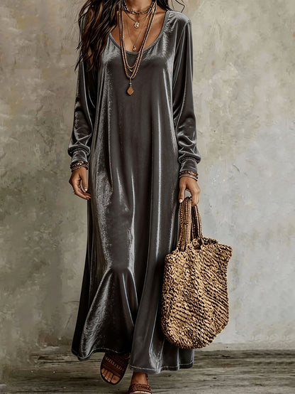 Velvet Long Sleeve Maxi Dress