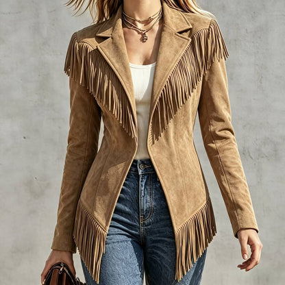 Faux Suede Fringe Jacket