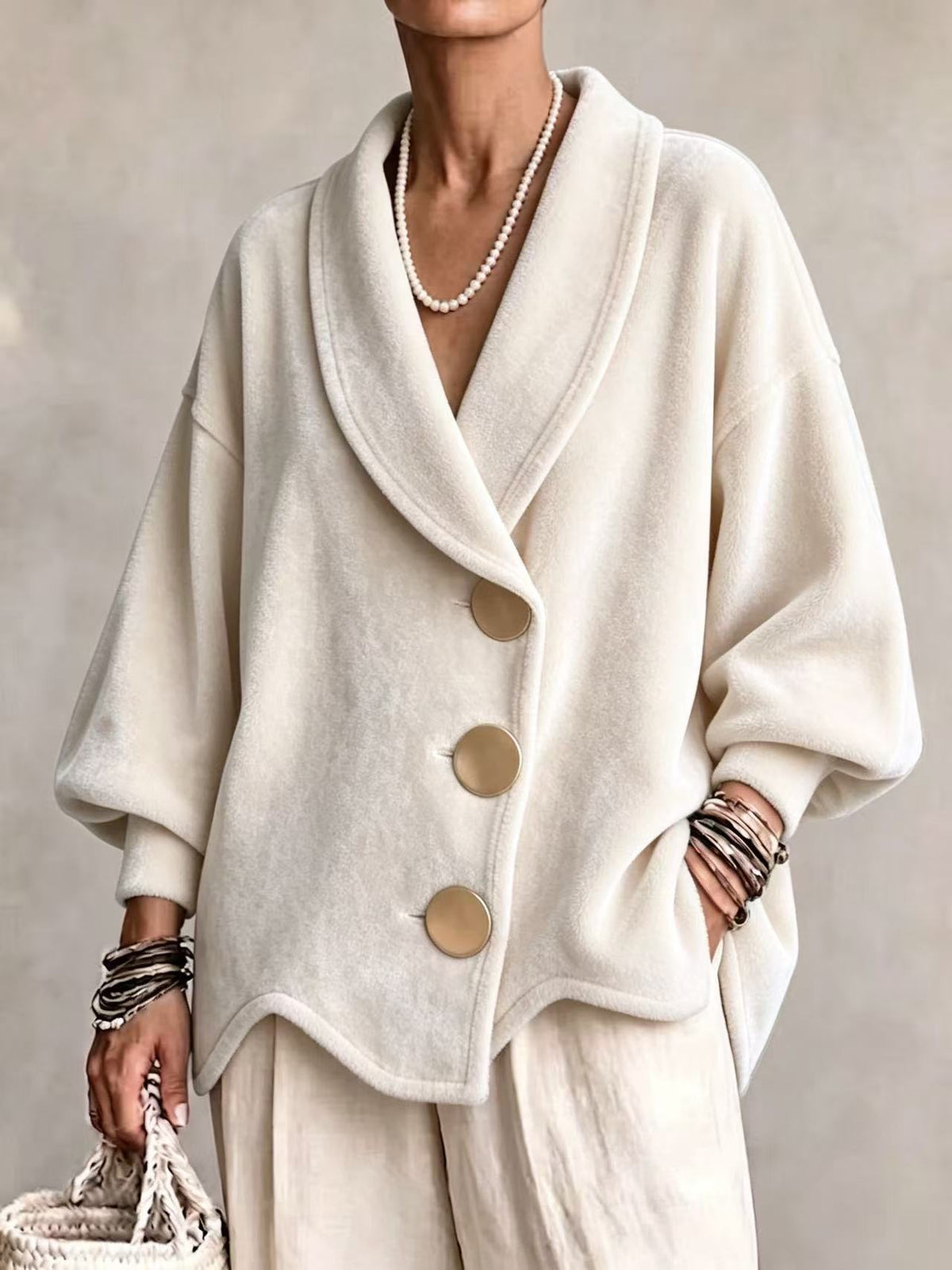 Luxe Velvet Oversized Button Jacket