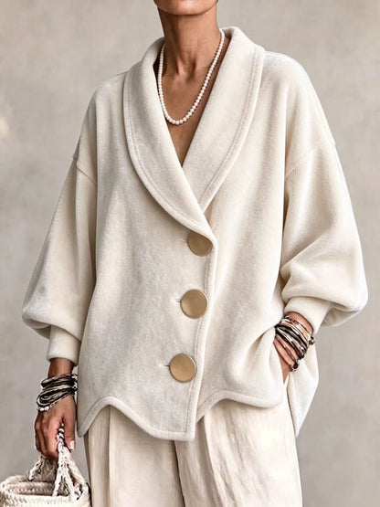 Luxe Velvet Oversized Button Jacket