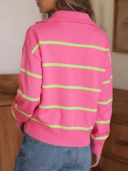 Soft Stripe Half-Zip Sweater