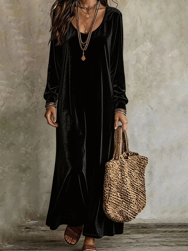 Velvet Long Sleeve Maxi Dress