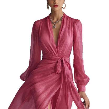 Fuchsia Chiffon Wrap Maxi Dress Timeless Elegance, Effortless Allure
