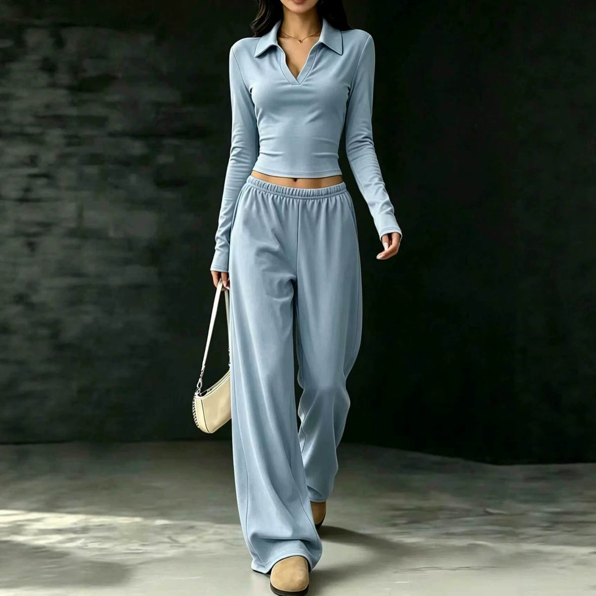Slim-Fit Long-Sleeve Set With Pockets