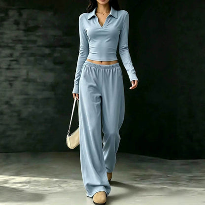 Slim-Fit Long-Sleeve Set With Pockets