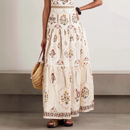 Vintage Floral Tiered Maxi Dress | Square Neck Cami Sundress