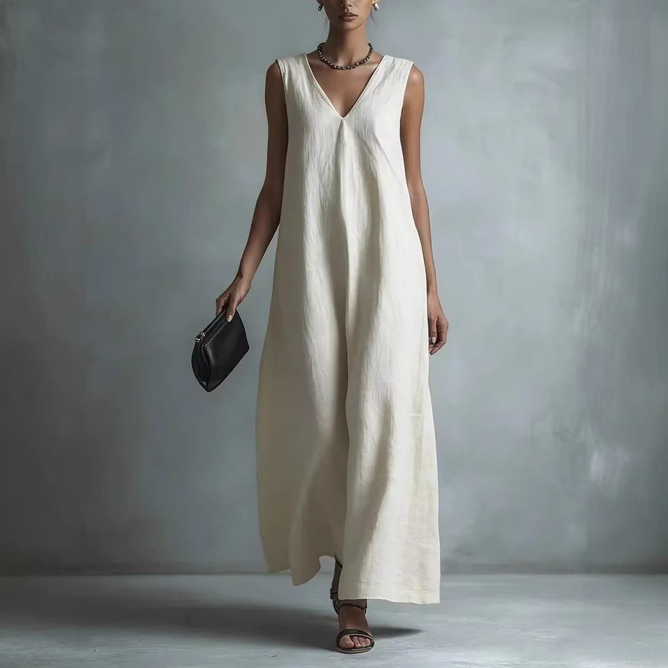 Oversized Sleeveless Linen Maxi Dress