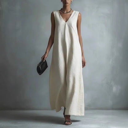 Oversized Sleeveless Linen Maxi Dress