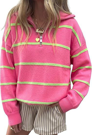 Soft Stripe Half-Zip Sweater