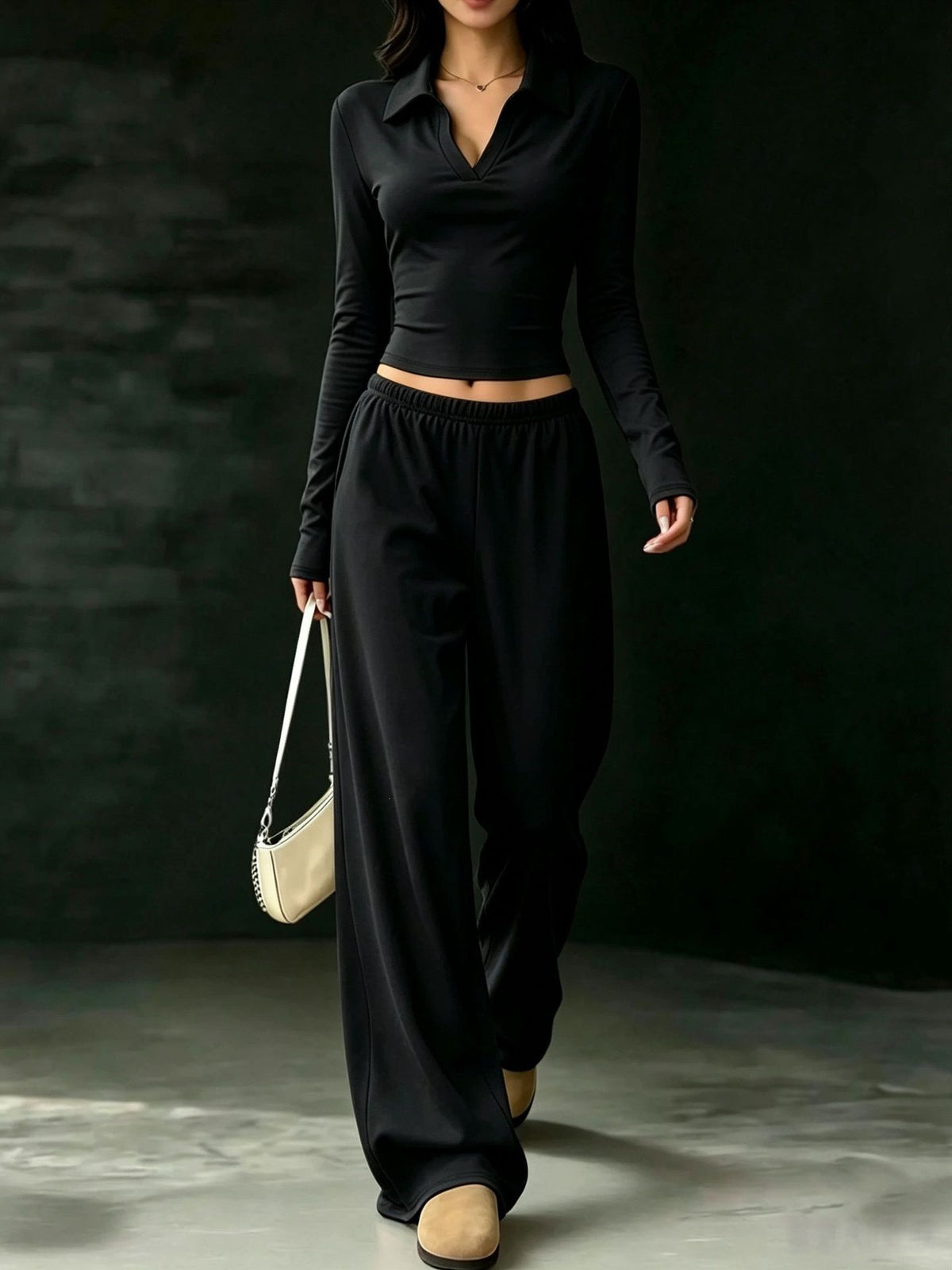 Slim-Fit Long-Sleeve Set With Pockets
