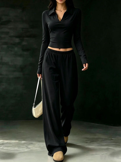 Slim-Fit Long-Sleeve Set With Pockets