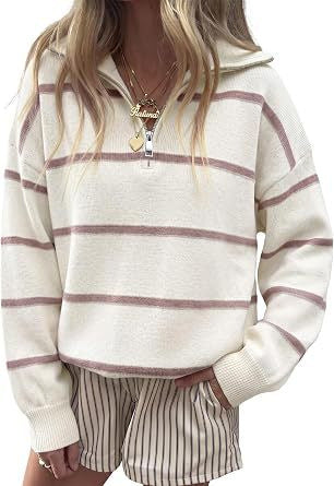 Soft Stripe Half-Zip Sweater