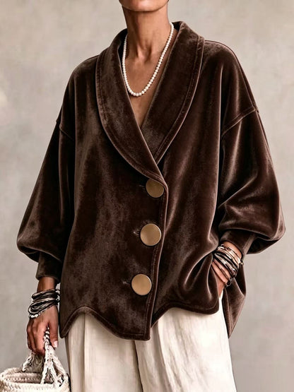 Luxe Velvet Oversized Button Jacket