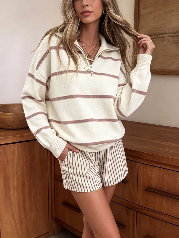Soft Stripe Half-Zip Sweater